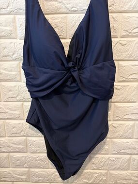 J. Crew Navy Twist Front One Piece Swim